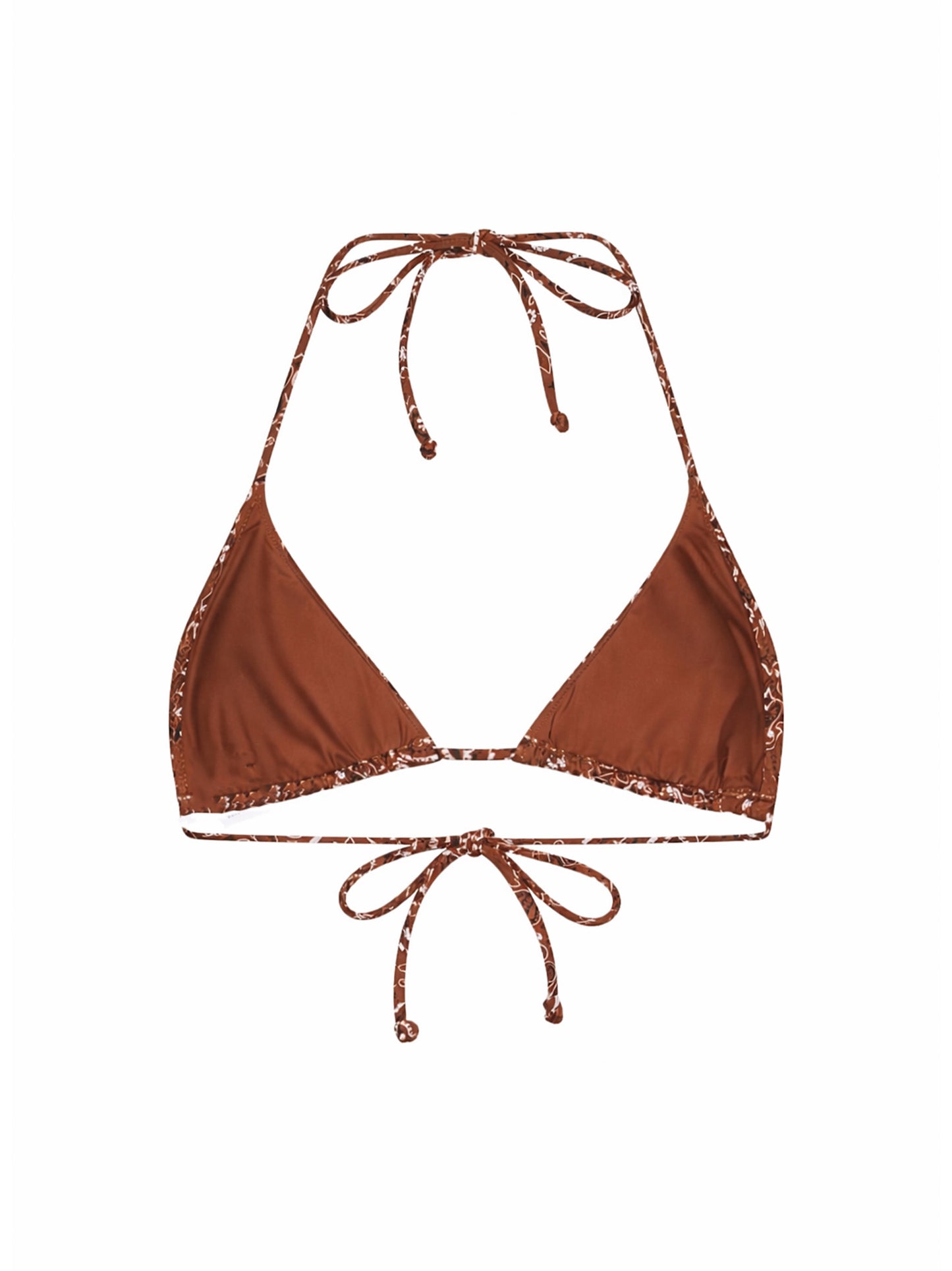 Brown bandana-print lycra Leah triangle bikini top