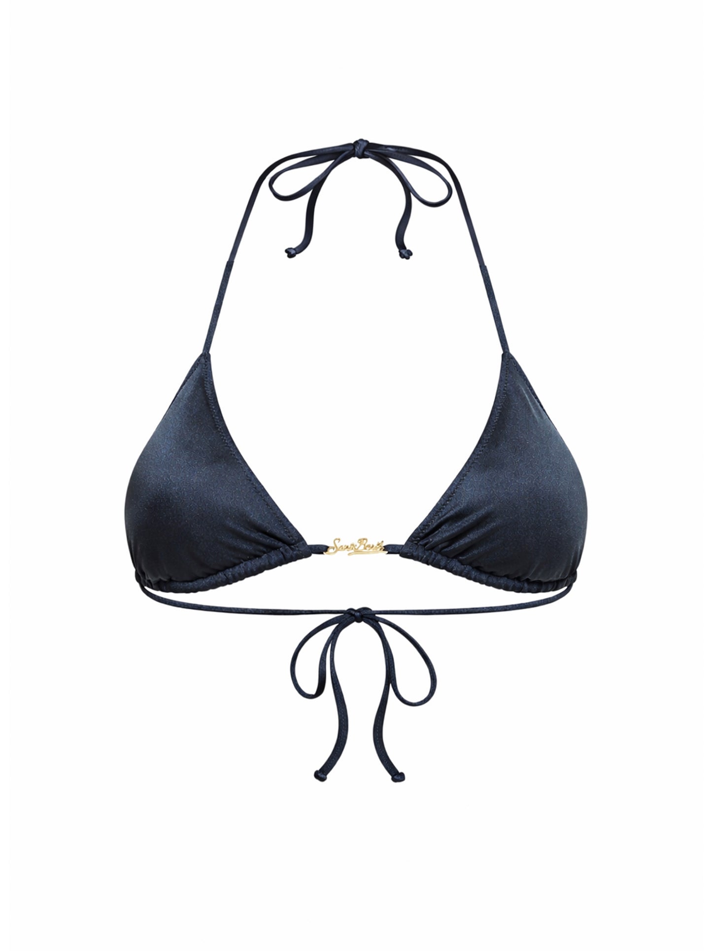 Top bikini a triangolo Leah Plate in lycra glossy finish blu