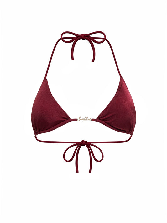 Top bikini a triangolo Leah Plate in lycra glossy finish bordeaux