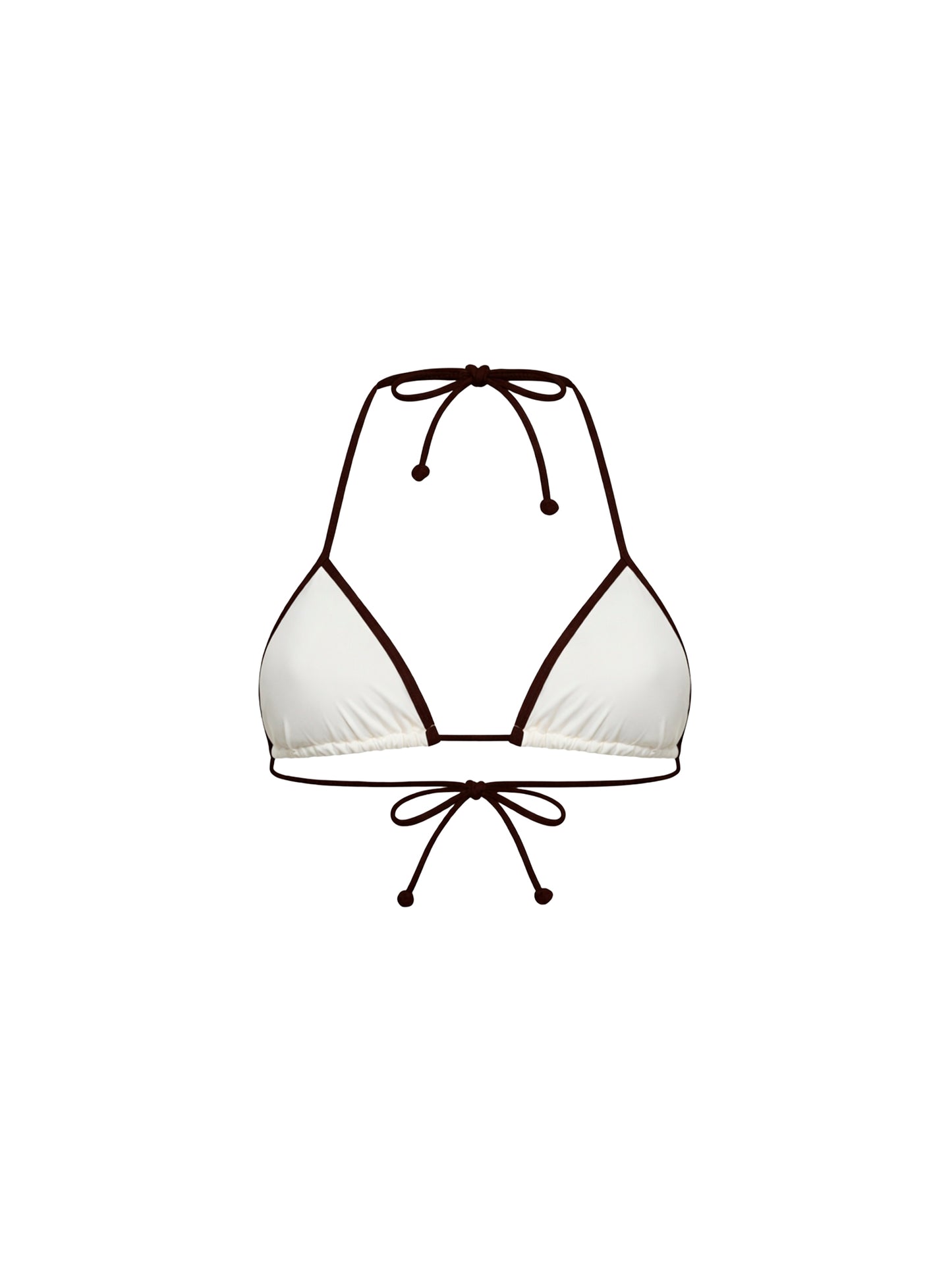 Ivory lycra Leah String triangle bikini top with contrasting trim