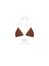 Top bikini a triangolo Leah String in lycra marrone con bordo a contrasto