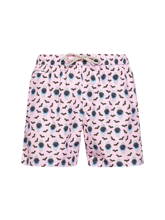 Pink lightweight printed fabric Lighting swim shorts