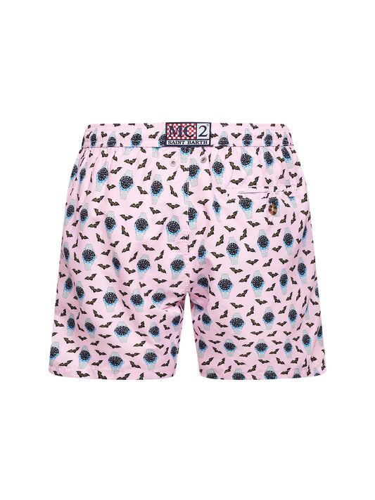 Pink lightweight printed fabric Lighting swim shorts