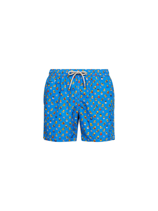 Shorts da mare Lighting in tessuto leggero stampato azzurro