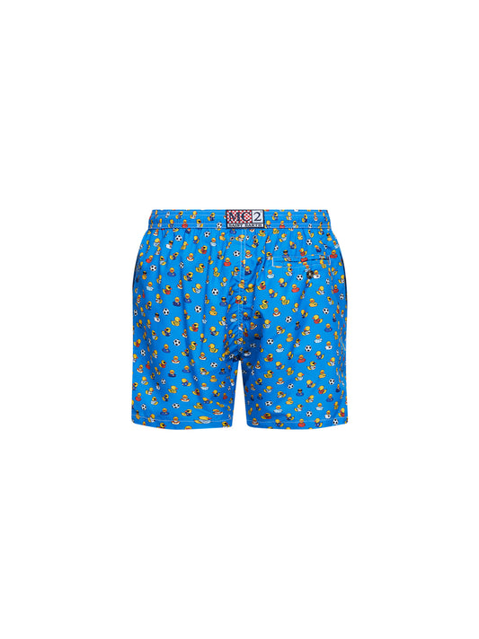 Shorts da mare Lighting in tessuto leggero stampato azzurro