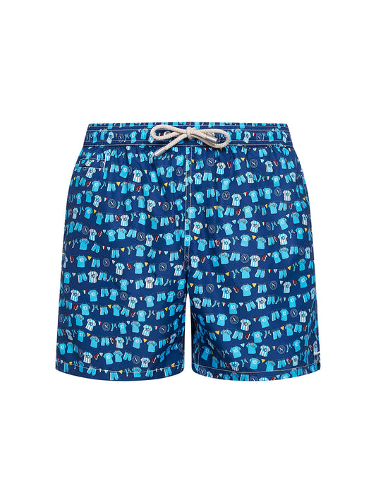 Blue lightweight printed fabric Lighting swim shorts -SSC NAPOLI SPECIAL EDITION