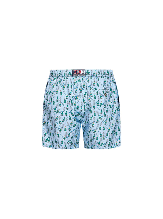 Shorts da mare Lighting in tessuto leggero stampato azzurro