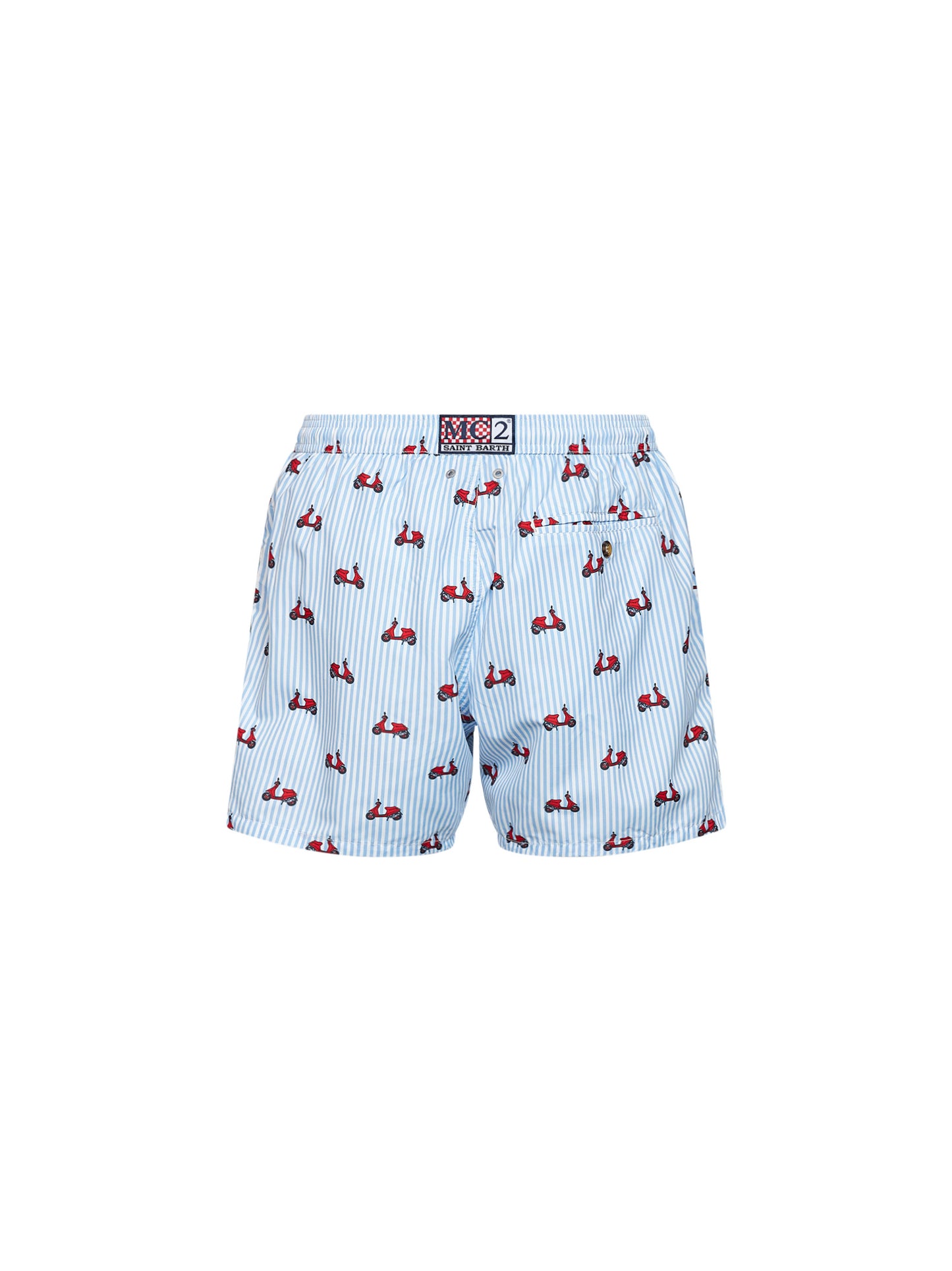 Shorts da mare Lighting in tessuto leggero a righe stampato azzurro