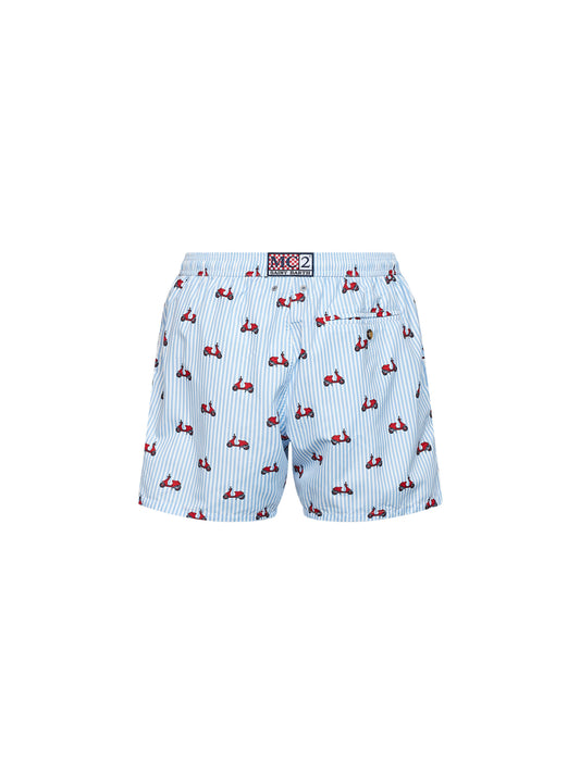 Shorts da mare Lighting in tessuto leggero a righe stampato azzurro