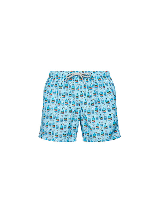 Shorts da mare Lighting Portofino gin in tessuto leggero stampato azzurro - Special Edition