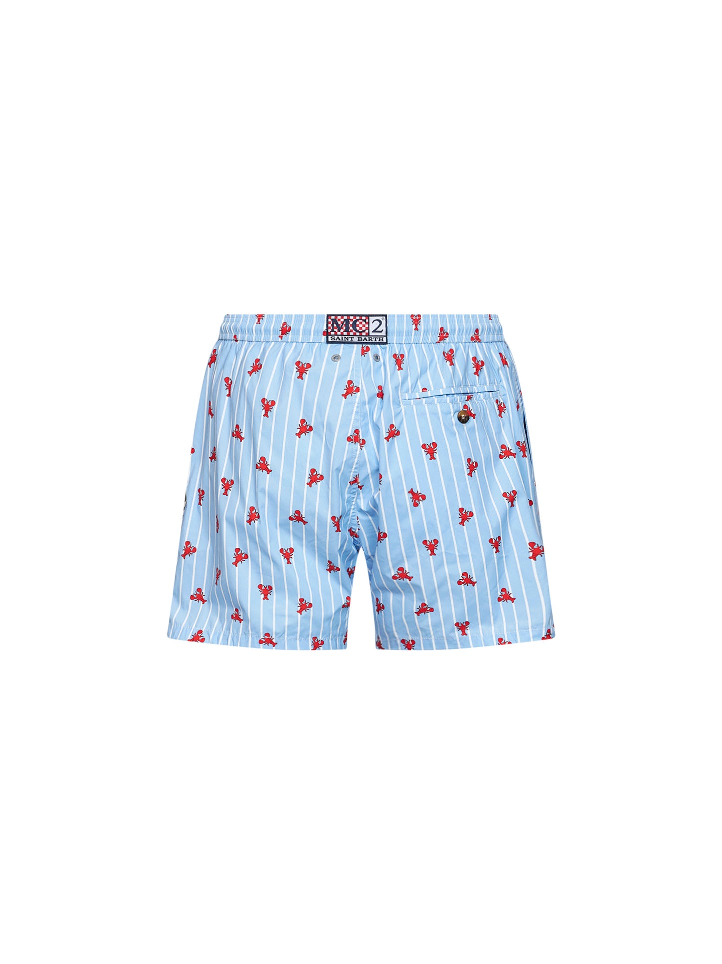 Light blue striped Lighting Micro swim shorts with lobster print