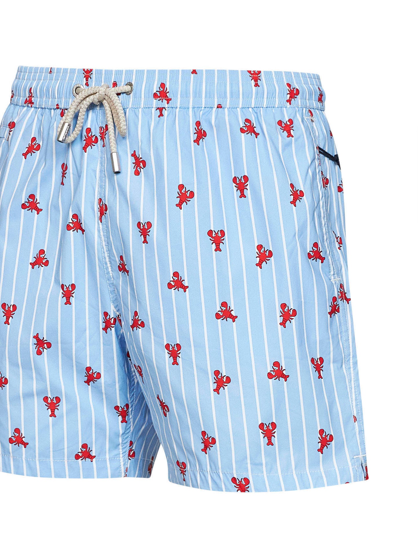 Light blue striped Lighting Micro swim shorts with lobster print
