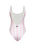 Costume intero Lora in lycra a righe rosa e panna con stampa Beach Club