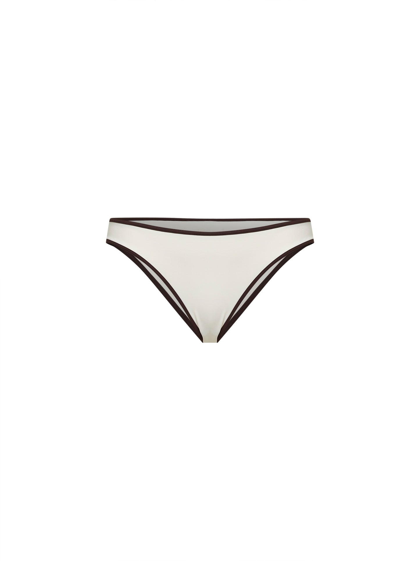 Slip bikini a vita alta Maia String in lycra avorio con bordi a contrasto<BR/>