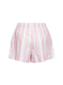 Shorts Meave in popeline a righe rosa e panna con ricamo