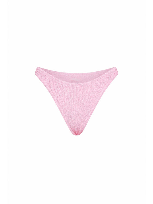 Pink crinkle fabric Naomi high-leg cut bikini bottom