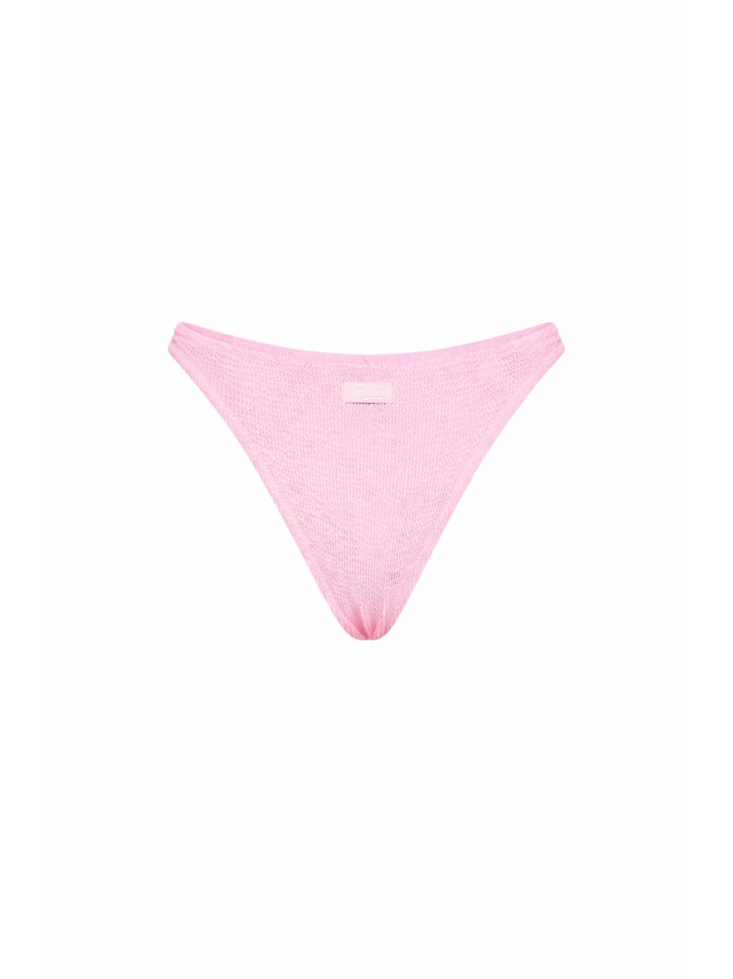 Slip bikini sgambato Naomi in tessuto crinkle rosa