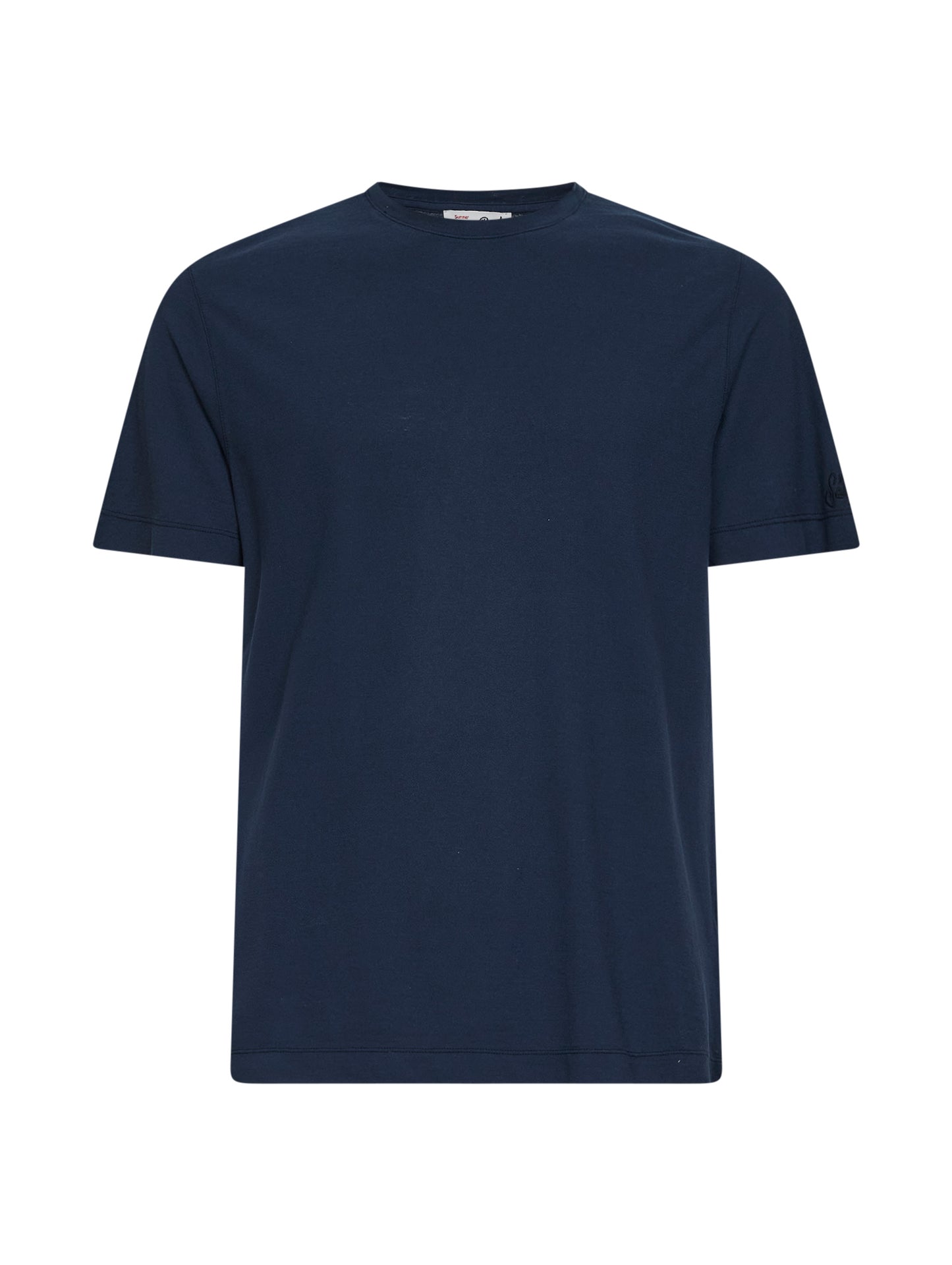 T-shirt Orson in crêpe di cotone blu navy con ricamo