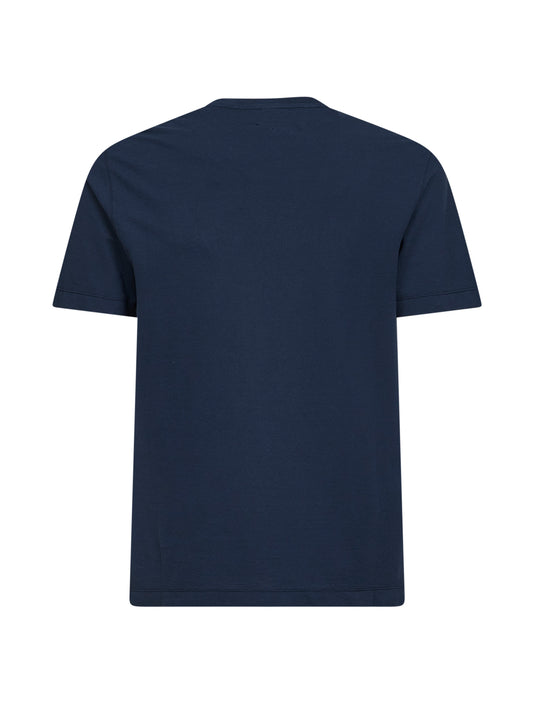 T-shirt Orson in crêpe di cotone blu navy con ricamo