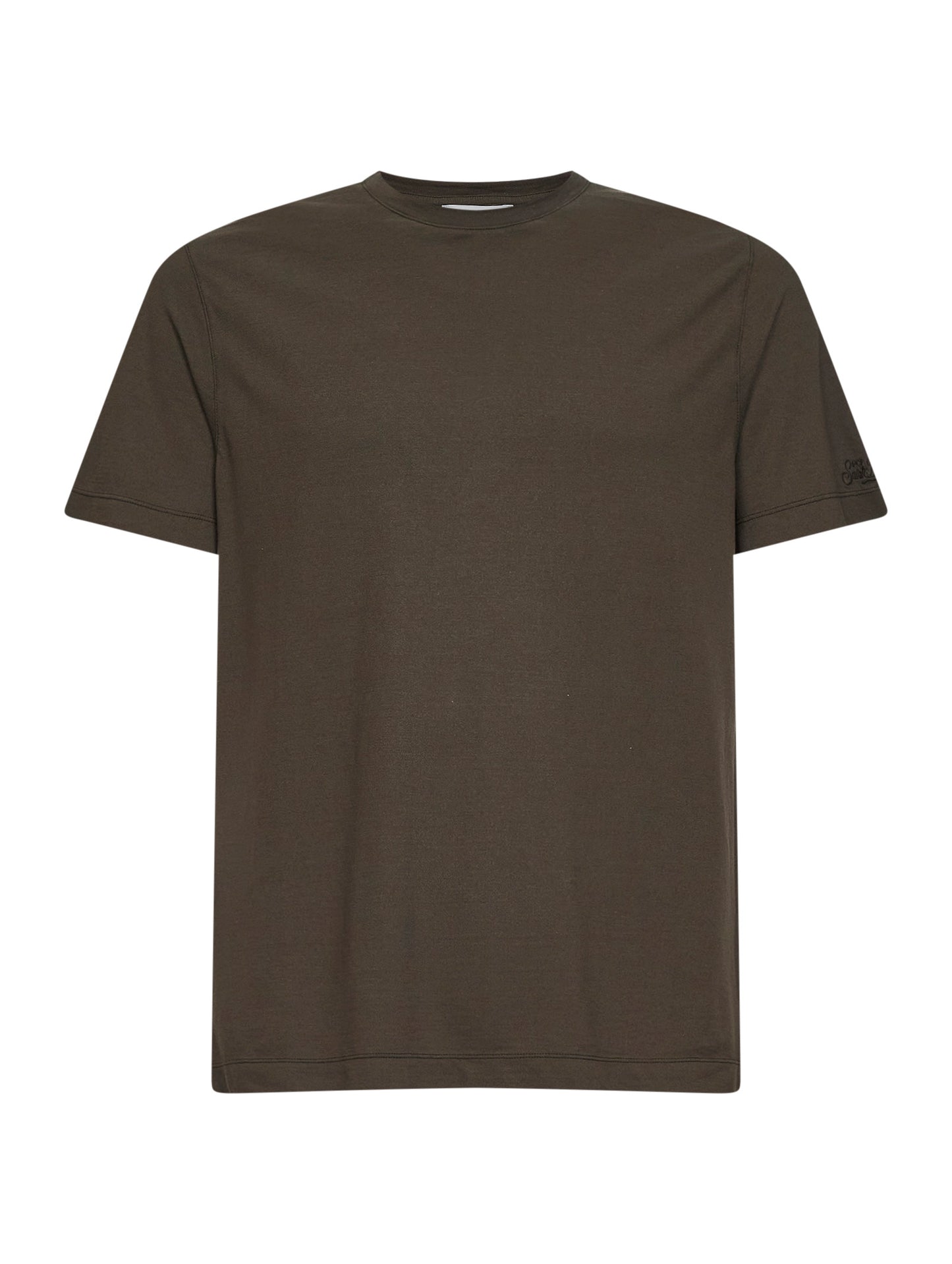 T-shirt Orson in crêpe di cotone verde con ricamo