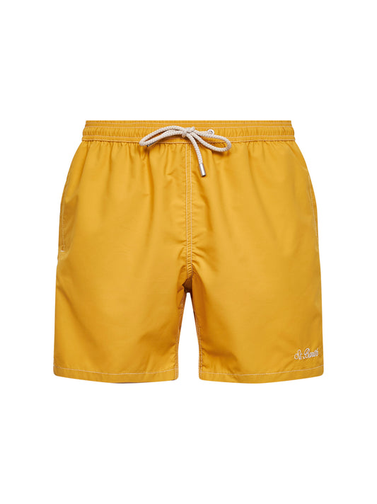Mustard logo embroidered Patmos classic swim shorts