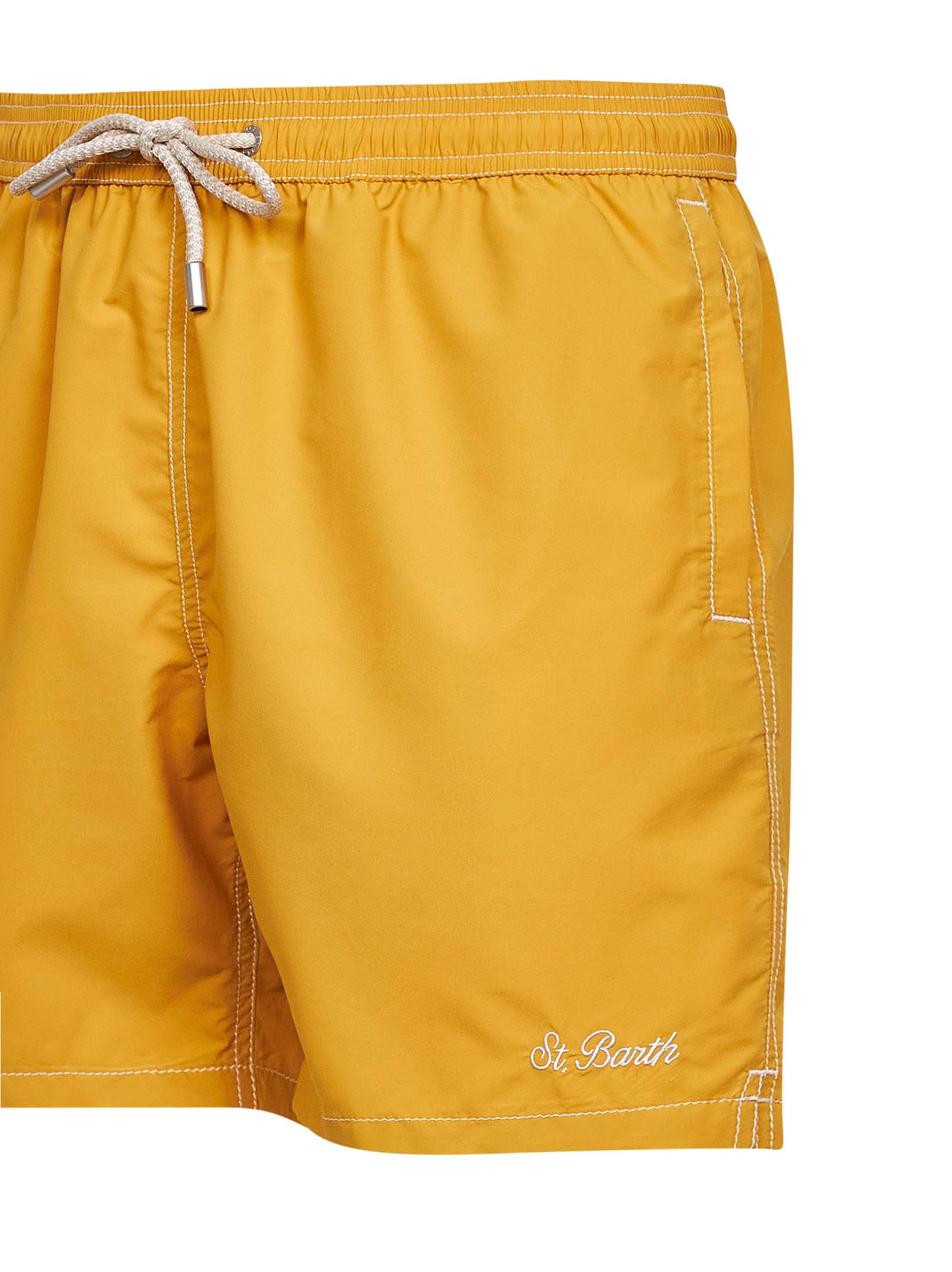 Mustard logo embroidered Patmos classic swim shorts