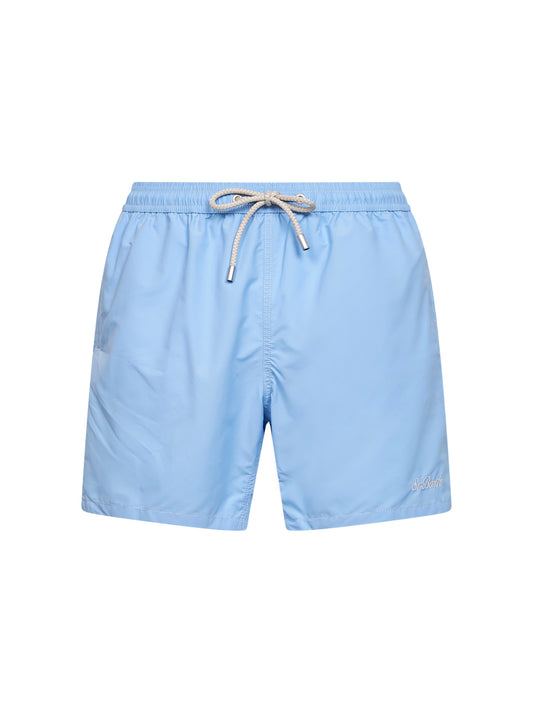 Shorts da mare classico Patmos cielo con ricamo logo