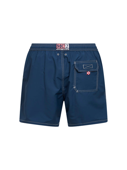 Marine blue logo embroidered Patmos classic swim shorts