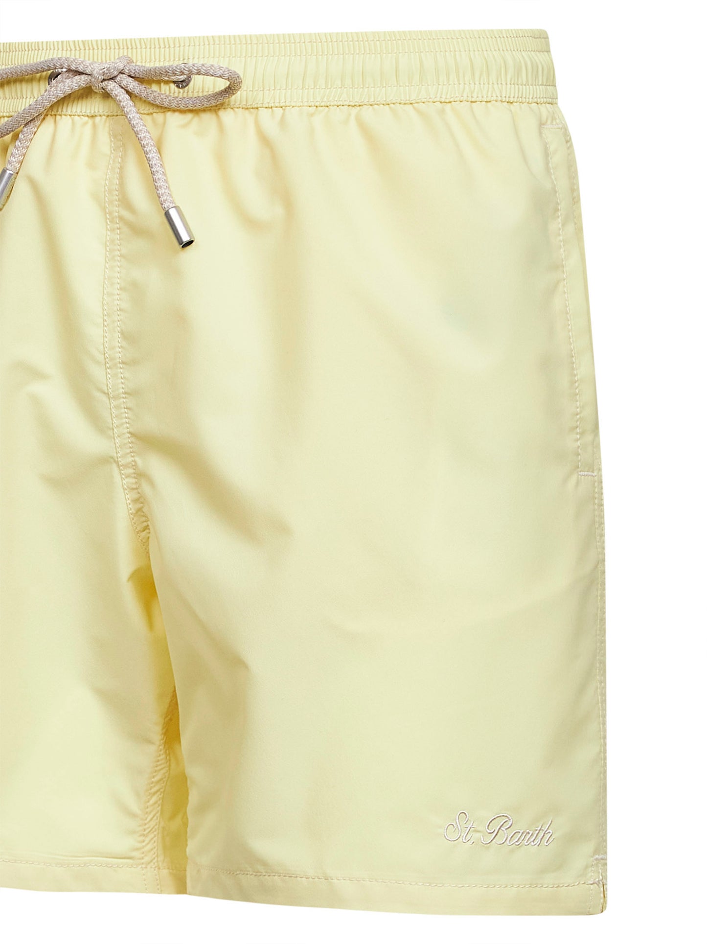 Shorts da mare classico Patmos giallo chiaro con ricamo logo