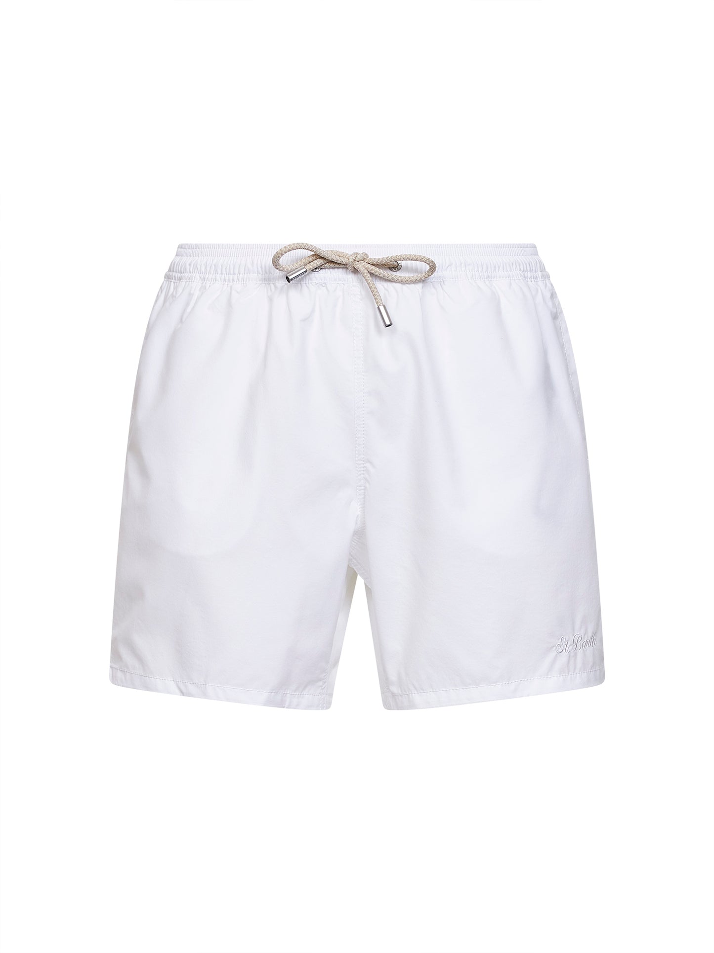Shorts da mare classico Patmos bianco con ricamo logo