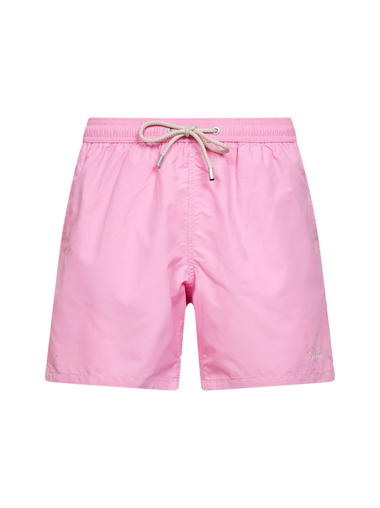 Shorts da mare classico Patmos rosa con ricamo logo