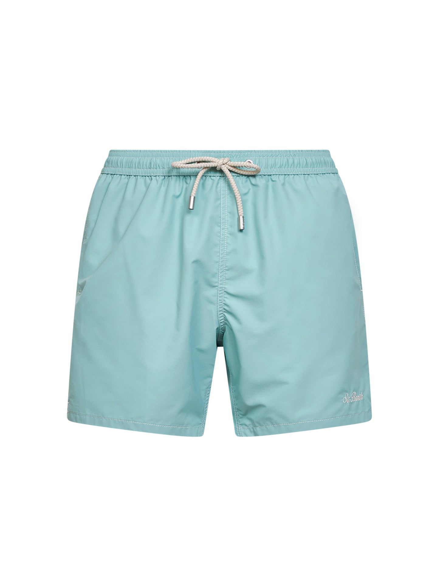 Shorts da mare classico Patmos verde salvia con ricamo logo