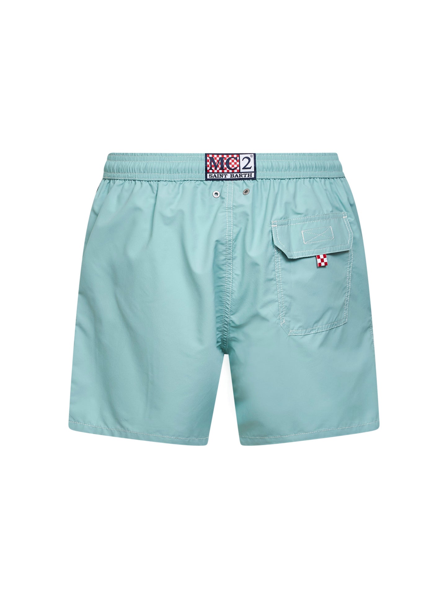 Shorts da mare classico Patmos verde salvia con ricamo logo