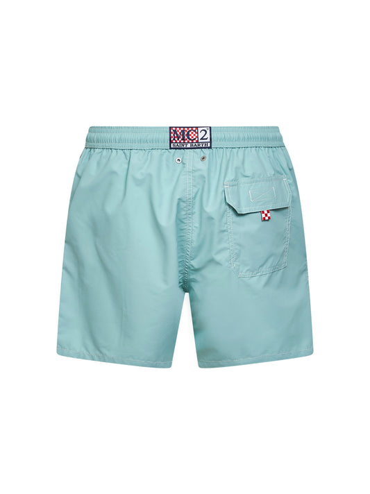 Sage green logo embroidered Patmos classic swim shorts