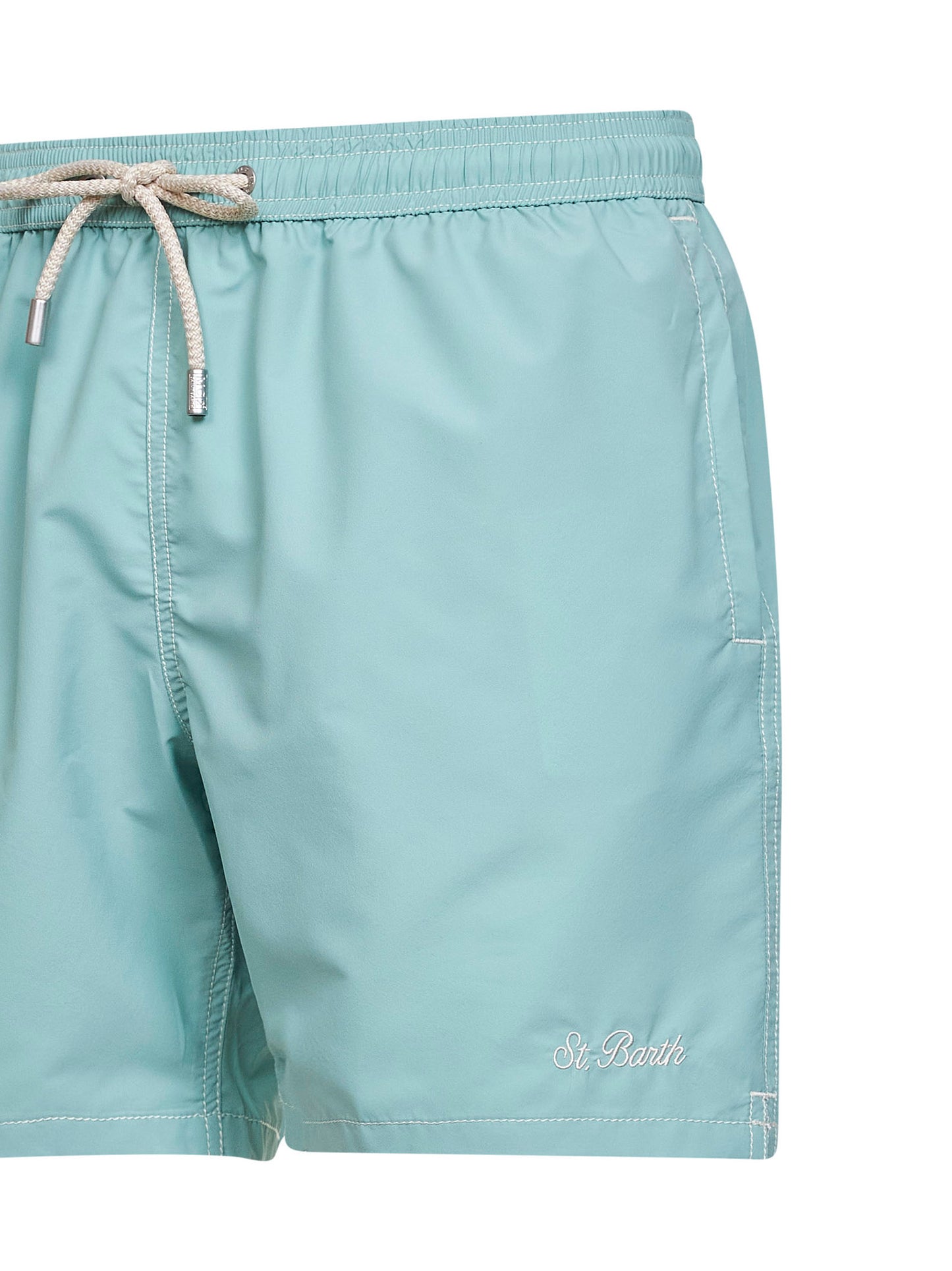 Shorts da mare classico Patmos verde salvia con ricamo logo