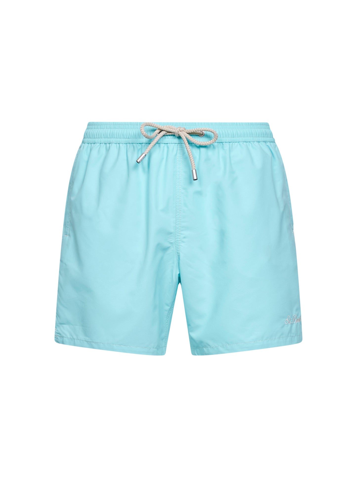 Shorts da mare classico Patmos verde acqua con ricamo logo