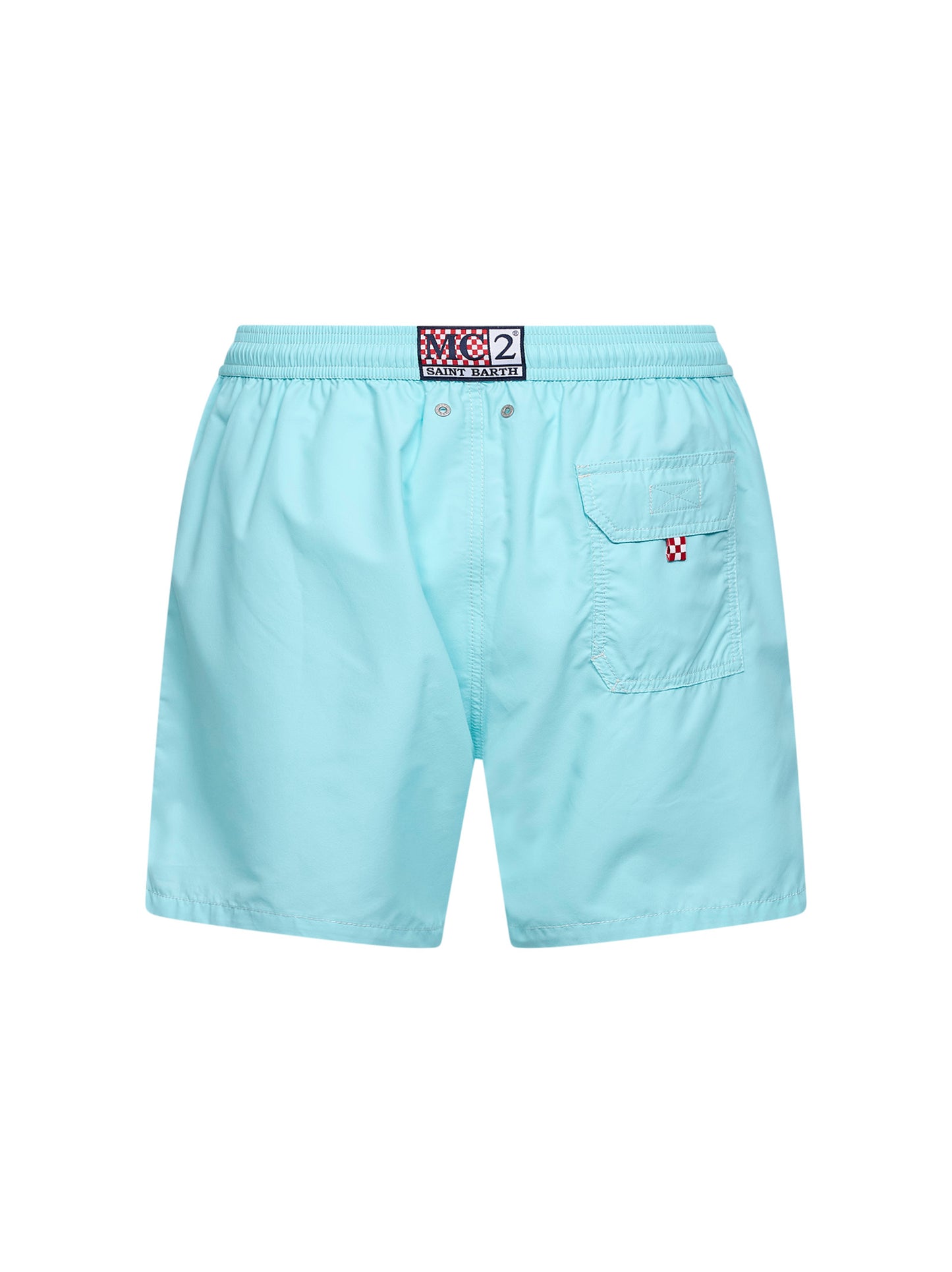 Shorts da mare classico Patmos verde acqua con ricamo logo