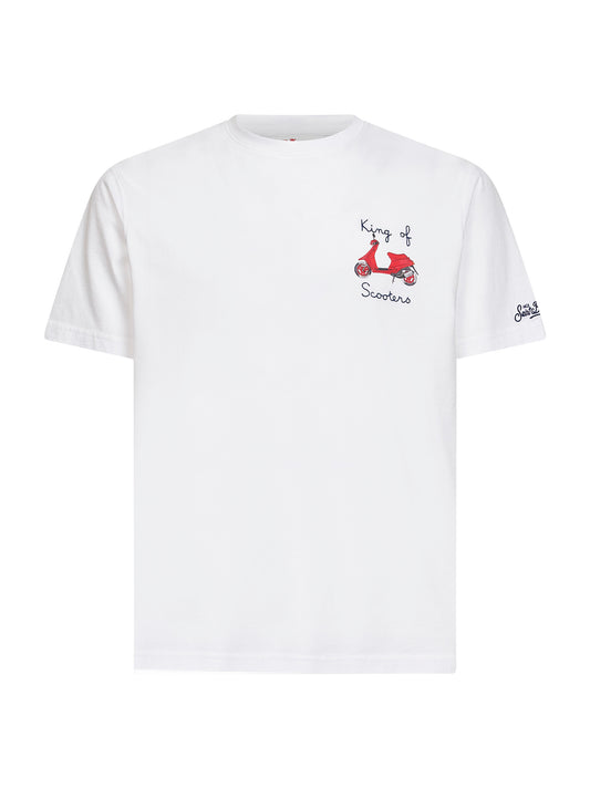T-shirt Portofino bianca con ricamo King Of The Scooters