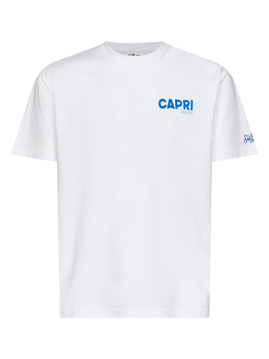 T-shirt Portland bianca con stampa Capri Summer