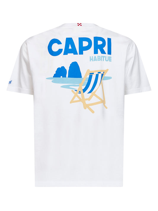 T-shirt Portland bianca con stampa Capri Summer