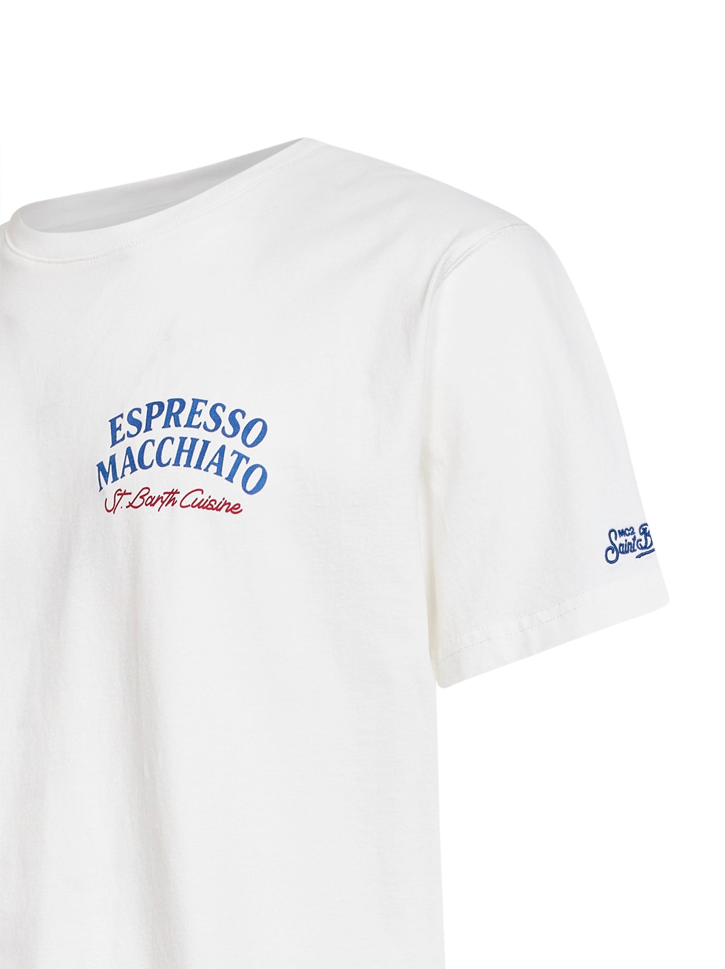 T-shirt Portland bianca con stampa Espresso Macchiato
