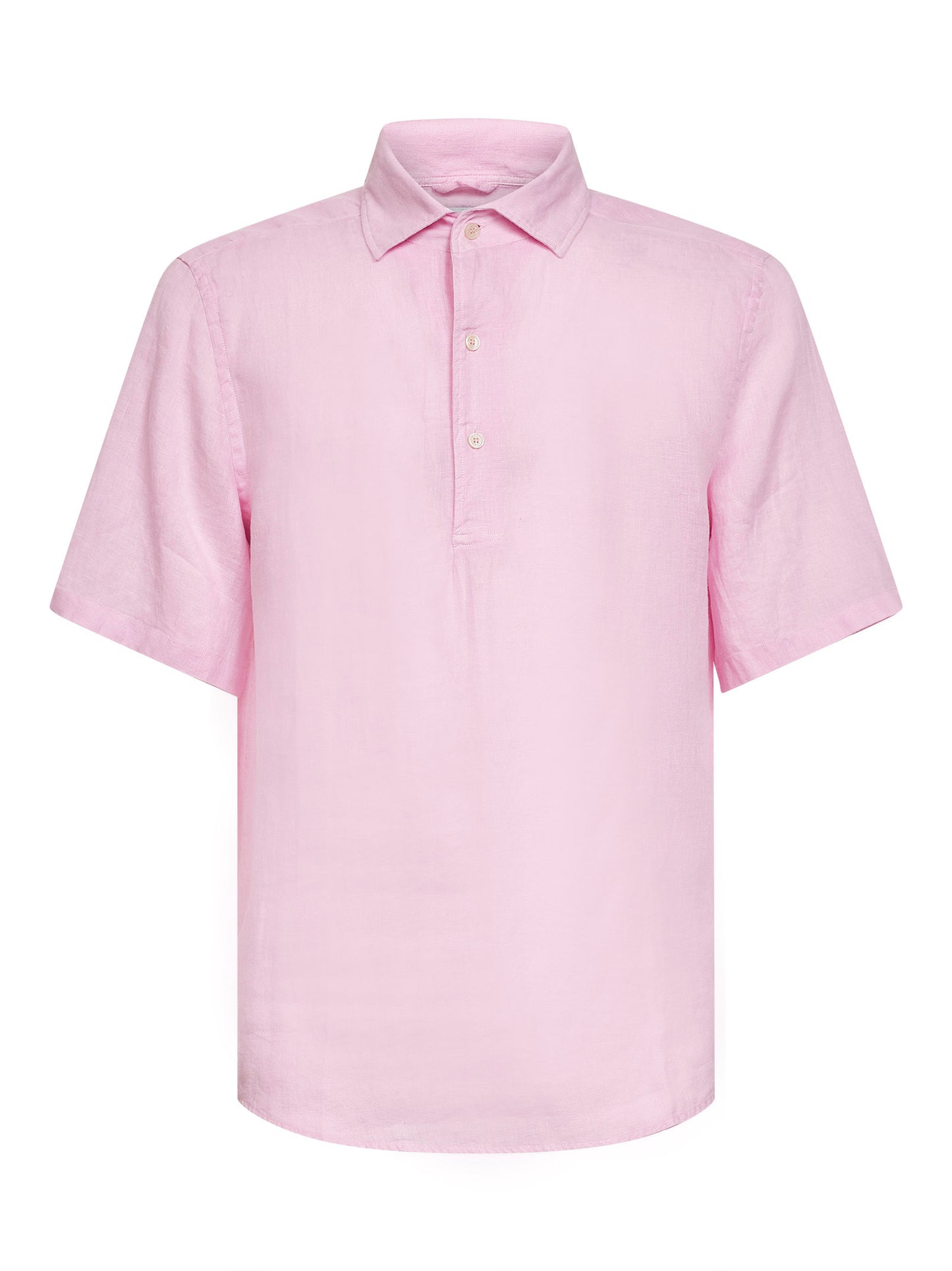 Pink linen Raphael short-sleeved polo shirt
