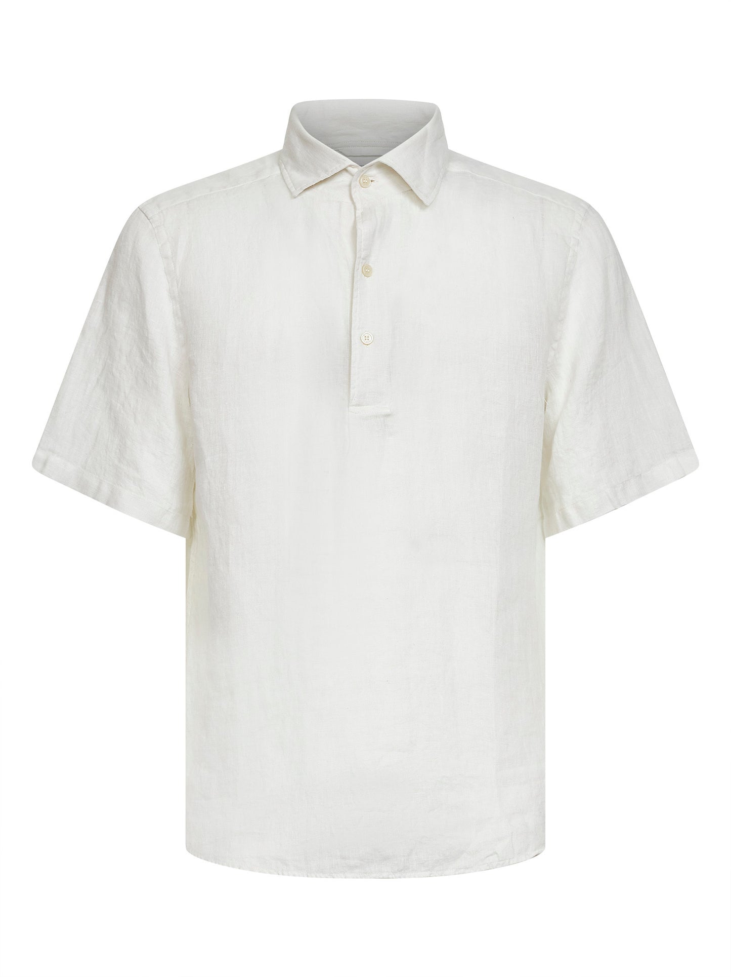 Polo a maniche corte Raphael in lino crema