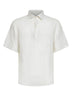 Polo a maniche corte Raphael in lino crema