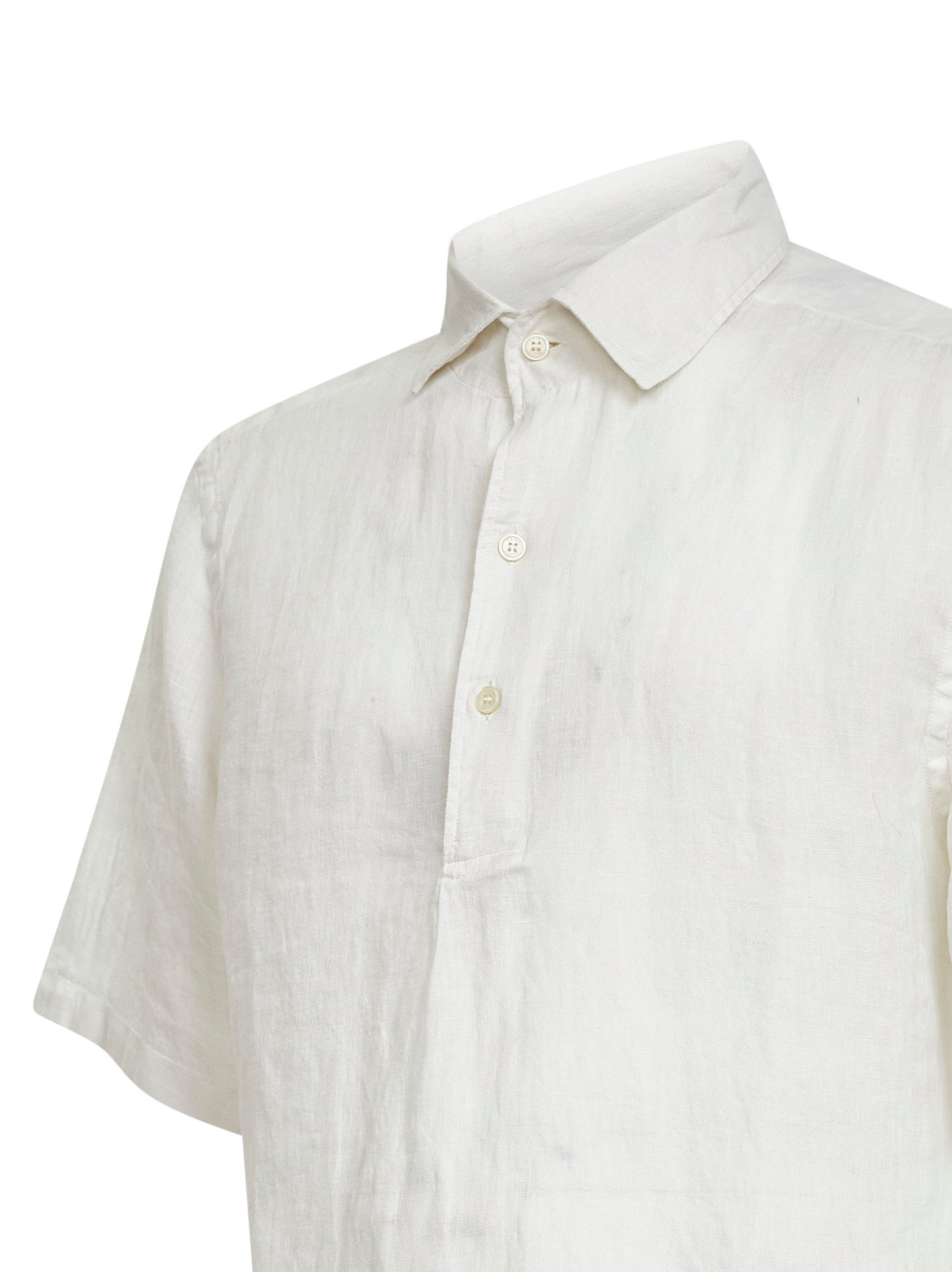 Polo a maniche corte Raphael in lino crema