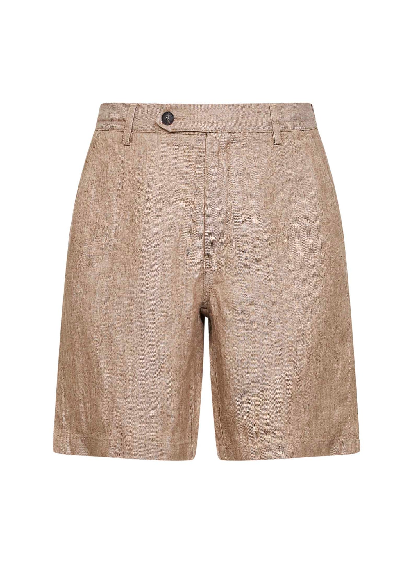 Bermuda Sebastian in lino a spina di pesce beige