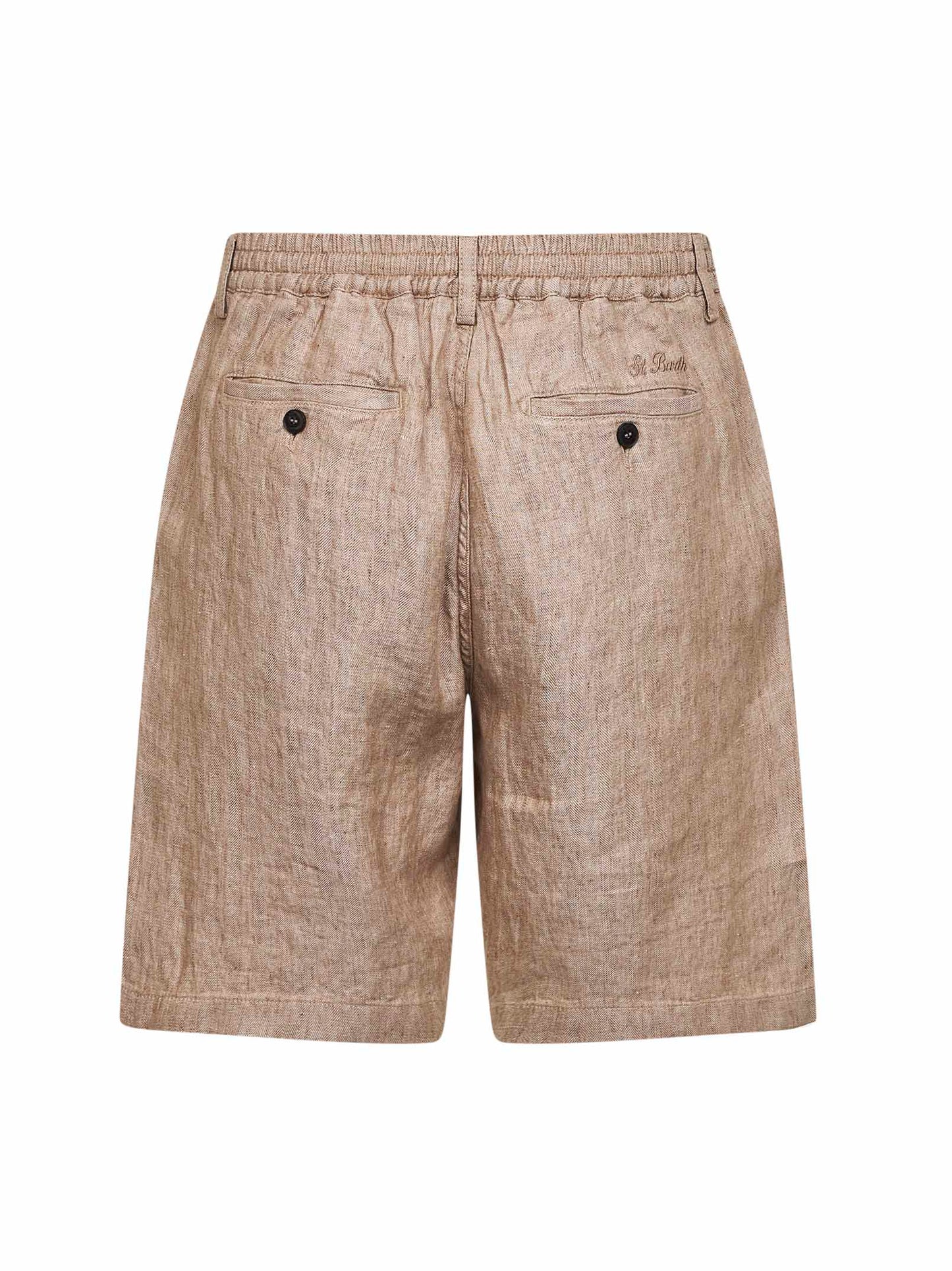 Bermuda Sebastian in lino a spina di pesce beige