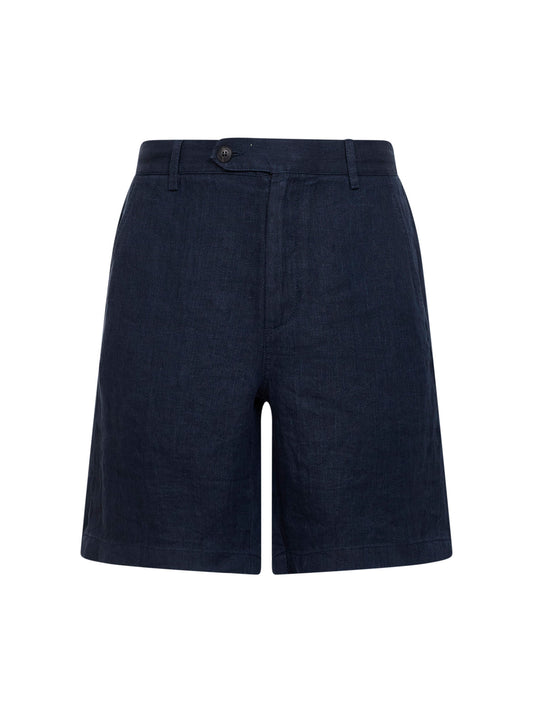 Blue herringbone linen Sebastian Bermuda shorts