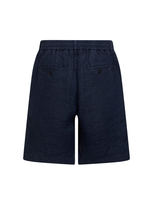 Blue herringbone linen Sebastian Bermuda shorts