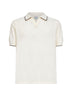 Cream cotton knit Sloan buttonless polo shirt